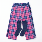 Girls' Snowflake Grid / Pink Plaid Fleece Pants with Socks (2-Piece Set)