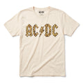 AC/DC Leopard Print Logo Graphic Tee – Women's Unisex Vintage Band T-Shirt, Cream