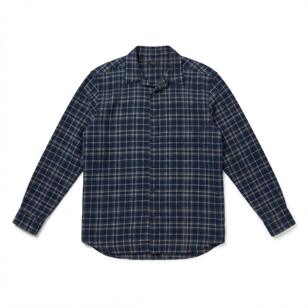 Theory Blue Plaid Flannel Shirt (Size XL)