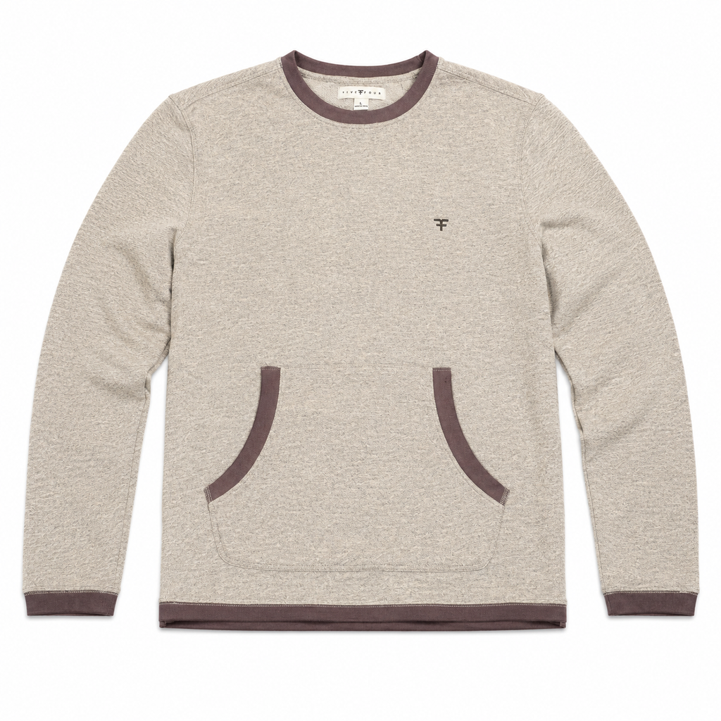 Five Four Men’s Heather Gray Crewneck Kangaroo Pocket Sweatshirt – Large