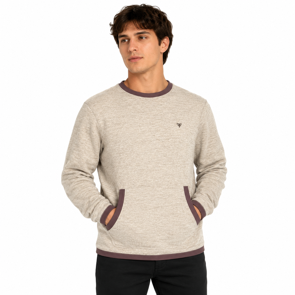 Five Four Men’s Heather Gray Crewneck Kangaroo Pocket Sweatshirt – Large