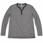 Topman Men’s Heather Gray Long Sleeve Henley Shirt Black Trim Size XXL