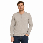 Five Four Men's Heather Gray Long Sleeve Henley Shirt Medium