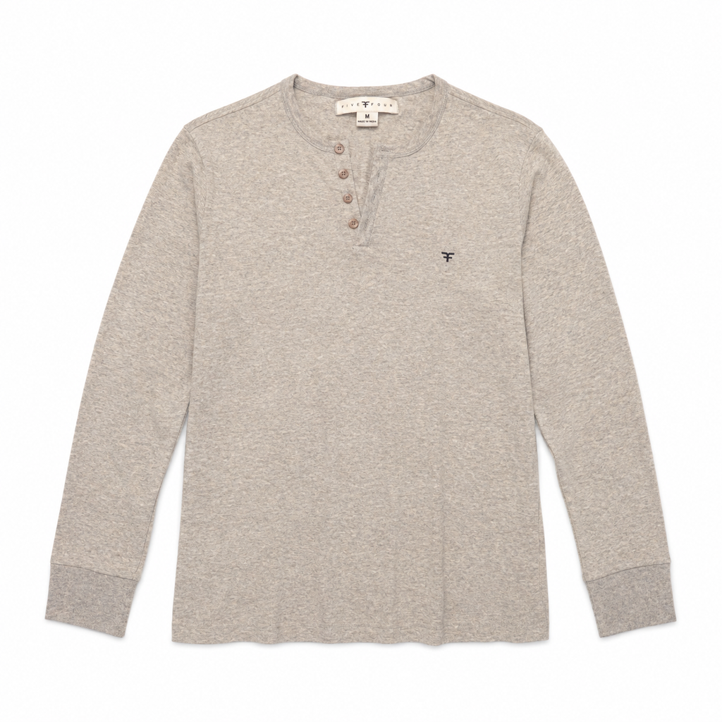 Five Four Men's Heather Gray Long Sleeve Henley Shirt Medium