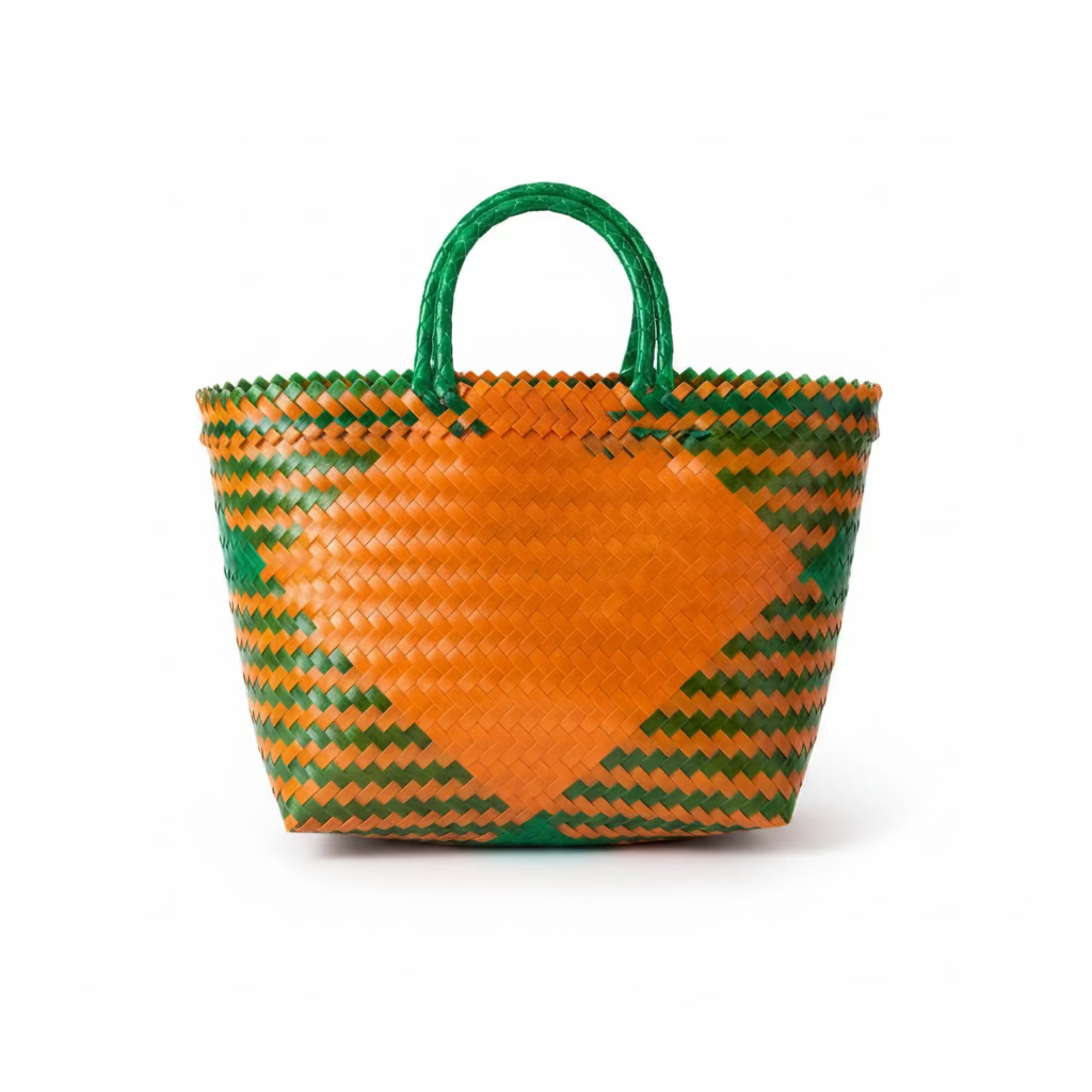 Organic Modernism Tote Bag XL 19''x 12''(Red-Orange with Green Set of 3 Bags)