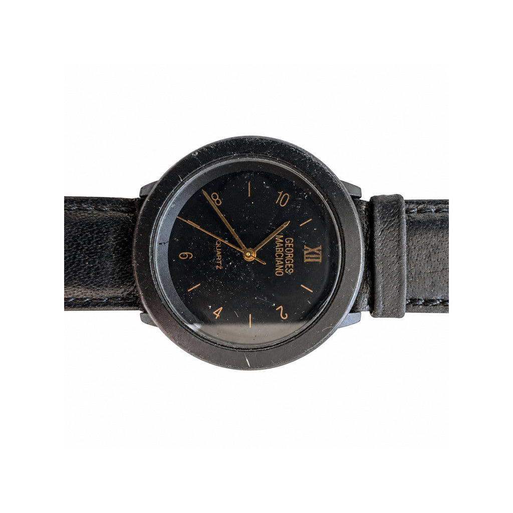 Vintage Georges Marciano Black Dial Leather Strap Quartz Watch - Requires a Battery