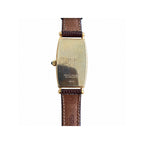 Vintage Gruen Swiss Gold-Tone Tank Quartz Watch Brown Leather Strap - Requires a Battery
