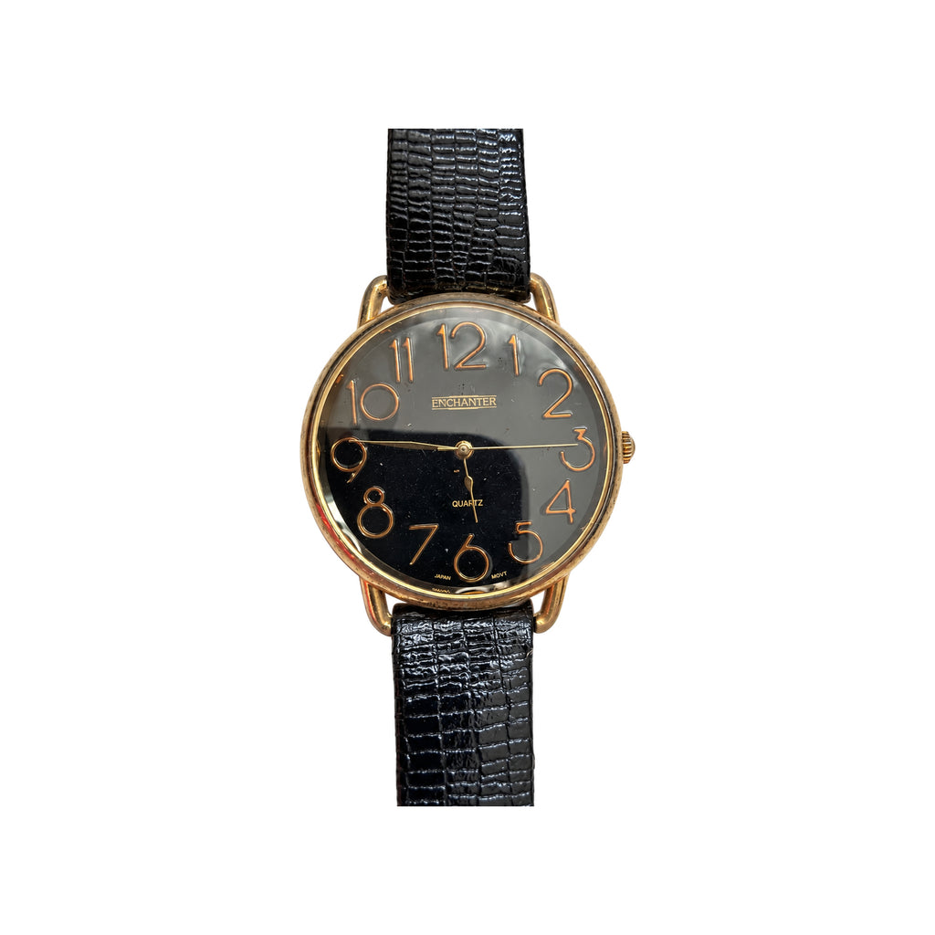 Vintage Enchanter Oversized Black Dial Quartz Watch - Requires a Battery