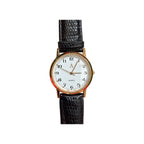 Vintage-Style White Dial Gold-Tone Quartz Watch - Requires a Battery