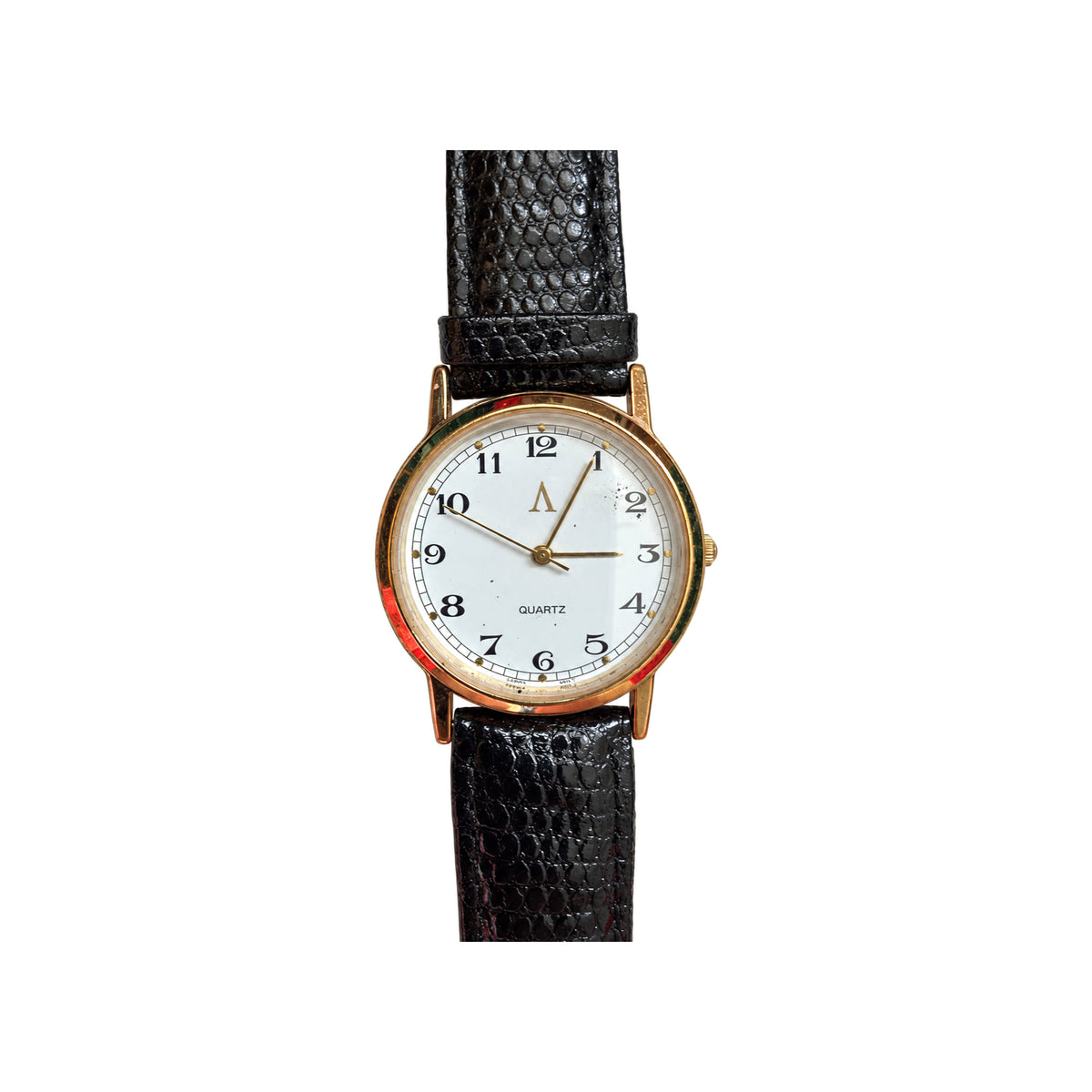 Vintage-Style White Dial Gold-Tone Quartz Watch - Requires a Battery