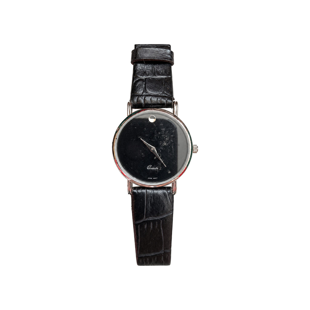 Vintage-Style Minimalist Black Dial Japan Quartz Watch - Requires a Battery