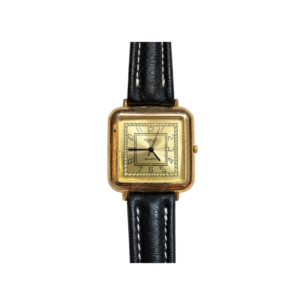Vintage Nisken Square Champagne Dial Quartz Watch - Requires a Battery