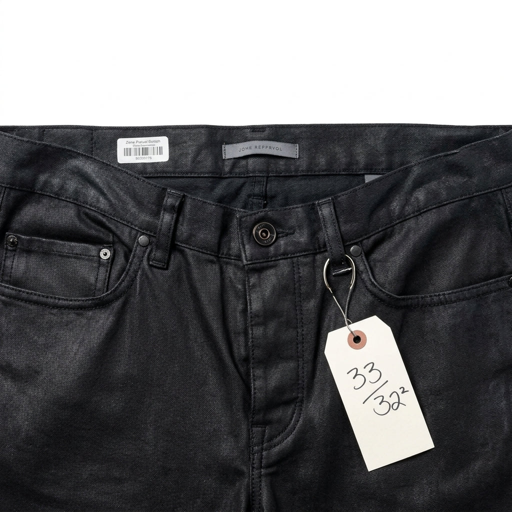 John Varvatos Black Coated Waxed Denim Jeans Size 33x32