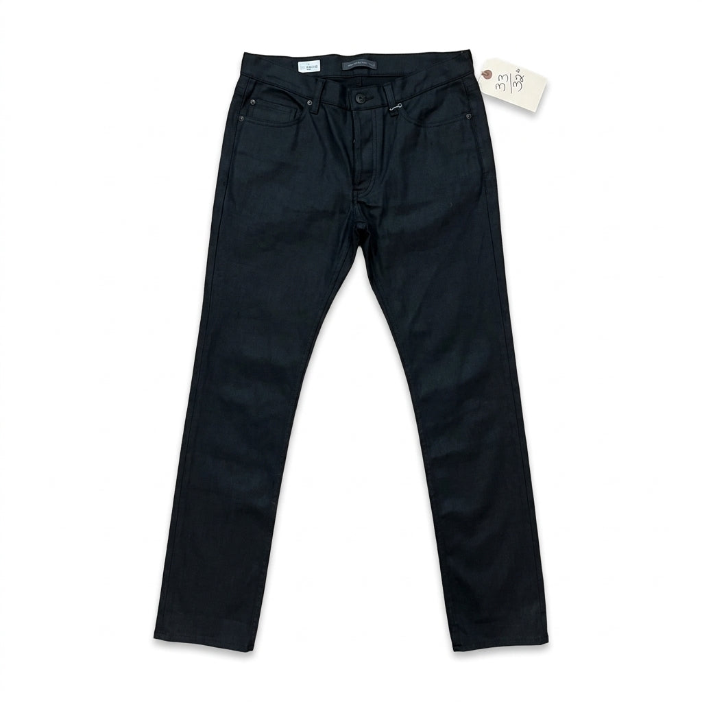 John Varvatos Black Coated Waxed Denim Jeans Size 33x32