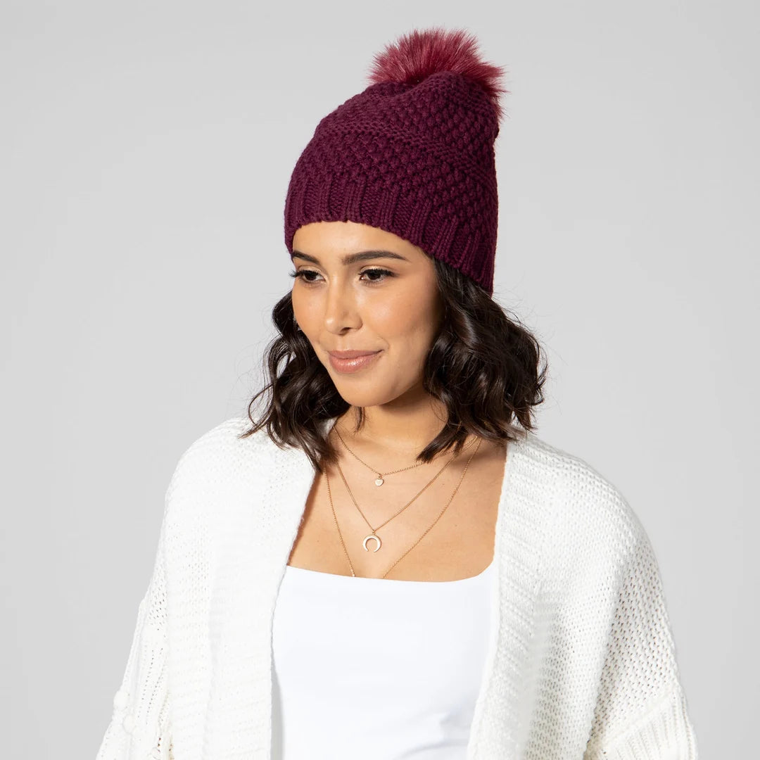 San Diego Hat Company Women's Knit Beanie w/ Faux Fur Pom
