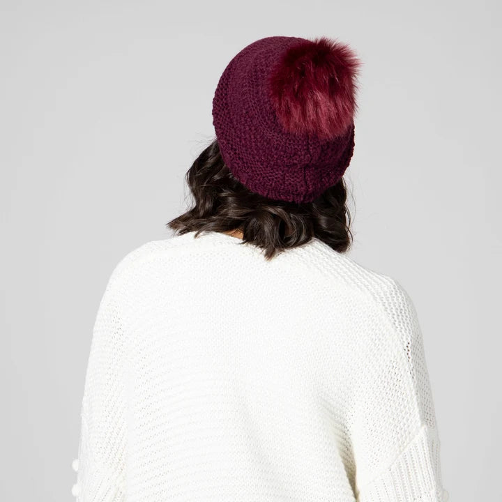 San Diego Hat Company Women's Knit Beanie w/ Faux Fur Pom