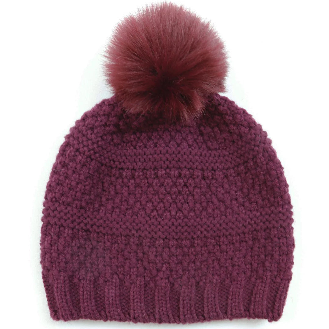 San Diego Hat Company Women's Knit Beanie w/ Faux Fur Pom