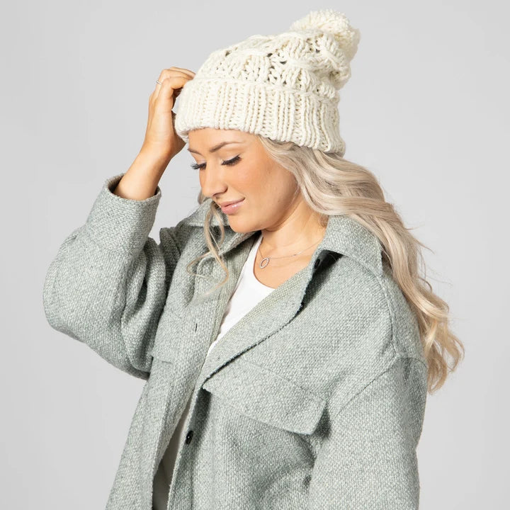 San Diego Hat Company Flurry - Chunky Yarn Cuffed Beanie w/ Pom