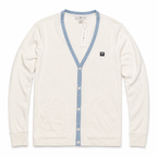 Five Four Men’s Cream White & Light Blue Trim V-Neck Cardigan Size M