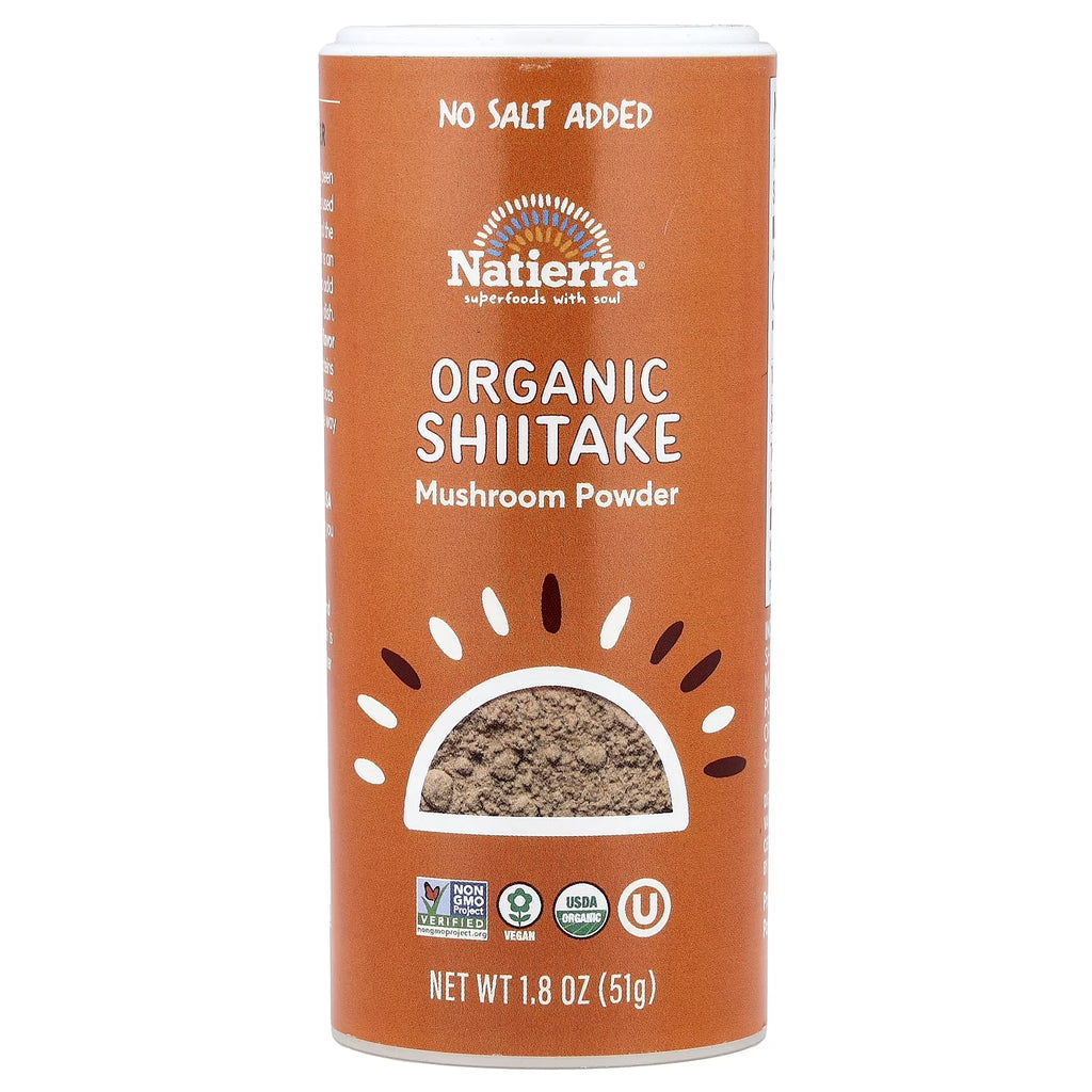 Natierra Organic Shiitake Mushroom Powder – Superfood Seasoning (1.8 oz Shaker, 6-Pack)