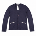 Five Four Men's Navy Blue Contrast Trim V-Neck Cardigan Medium