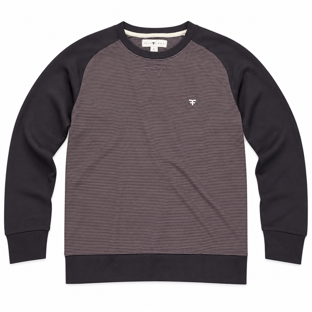 Five Four Men’s Navy Burgundy Striped Raglan Crewneck Sweatshirt Size L