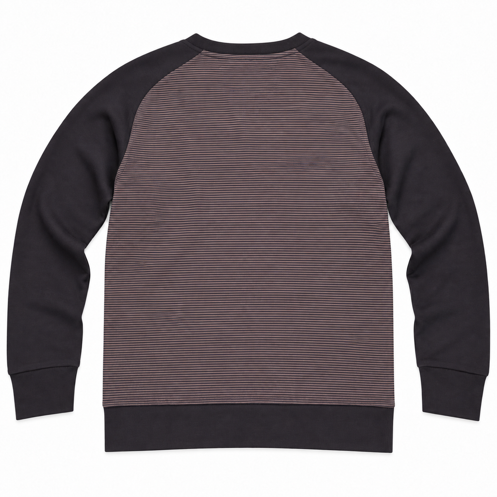 Five Four Men’s Navy Burgundy Striped Raglan Crewneck Sweatshirt Size L