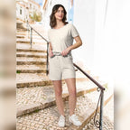 Mad Dog Women's Waffle Knit Pajama Set – Short Summer Pajamas with Shorts - Soft Comfy PJ - Breathable Loungewear -Off White