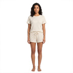 Mad Dog Women's Waffle Knit Pajama Set – Short Summer Pajamas with Shorts - Soft Comfy PJ - Breathable Loungewear -Off White
