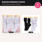 Hot Feet Women's Slouch Socks 4 Pairs (2 x 2-Pack) – Cozy Cotton Blend Scrunch Boot Socks, Size 4-10
