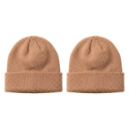 San Diego Hat Co. Clarise Beanie 2-Pack – Women's Wool Blend Rib Knit Cuffed Winter Hats, One Size