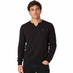 Five Four Men's Black V-Neck Logo Pullover Sweater Medium