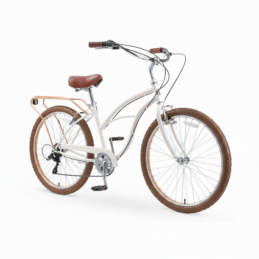 sixthreezero Around the Block Women's 7-Speed Cruiser Bike - Cream Coffee (Pre-Assembled)