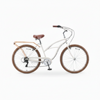 sixthreezero Around the Block Women's 7-Speed Cruiser Bike - Cream Coffee (Pre-Assembled)