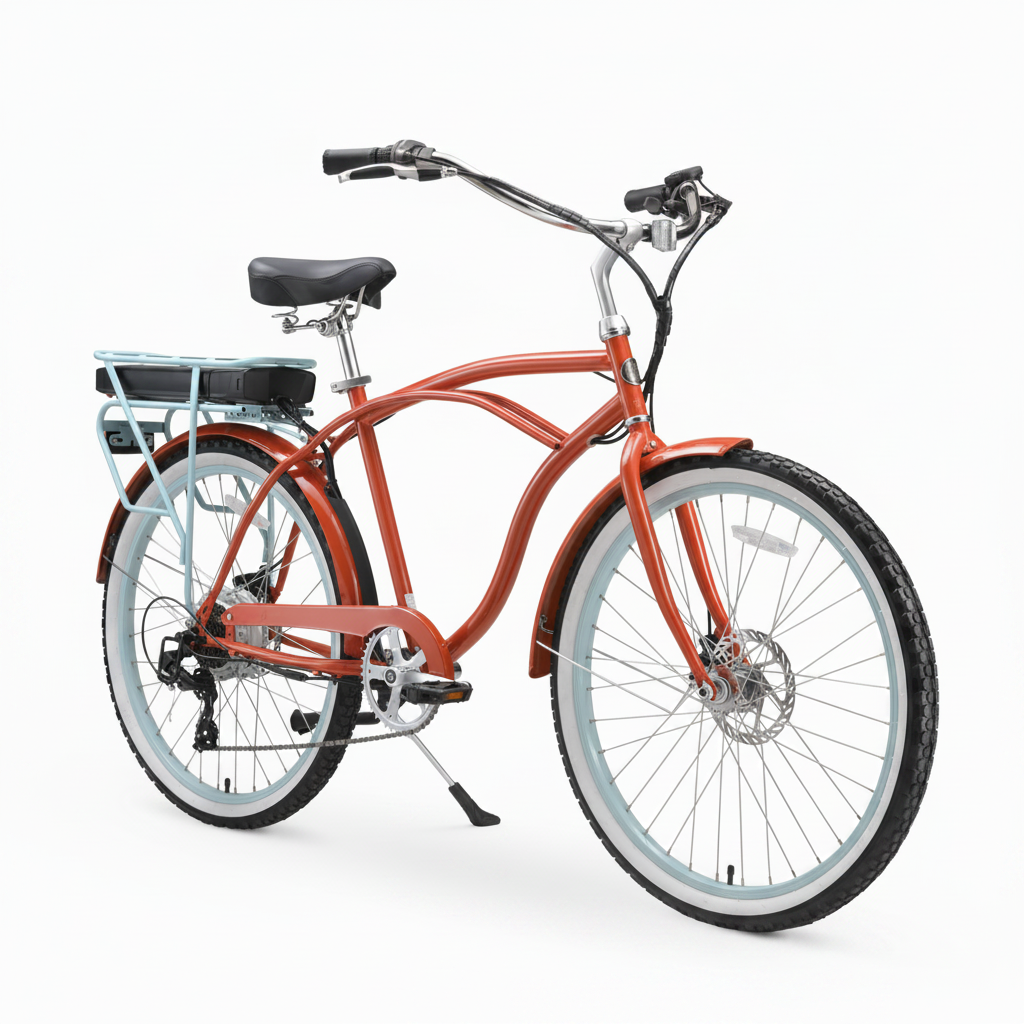 sixthreezero Men's Around the Block 500W Electric Beach Cruiser Bike - Brick Pool (Pre-Assembled)