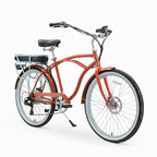 sixthreezero Men's Around the Block 500W Electric Beach Cruiser Bike - Brick Pool (Pre-Assembled)