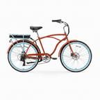 sixthreezero Men's Around the Block 500W Electric Beach Cruiser Bike - Brick Pool (Pre-Assembled)