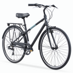 sixthreezero Men's Reach Your Destination 7-Speed Hybrid Bike - Matte Black with Blue Accent Stripe (Pre-Assembled)