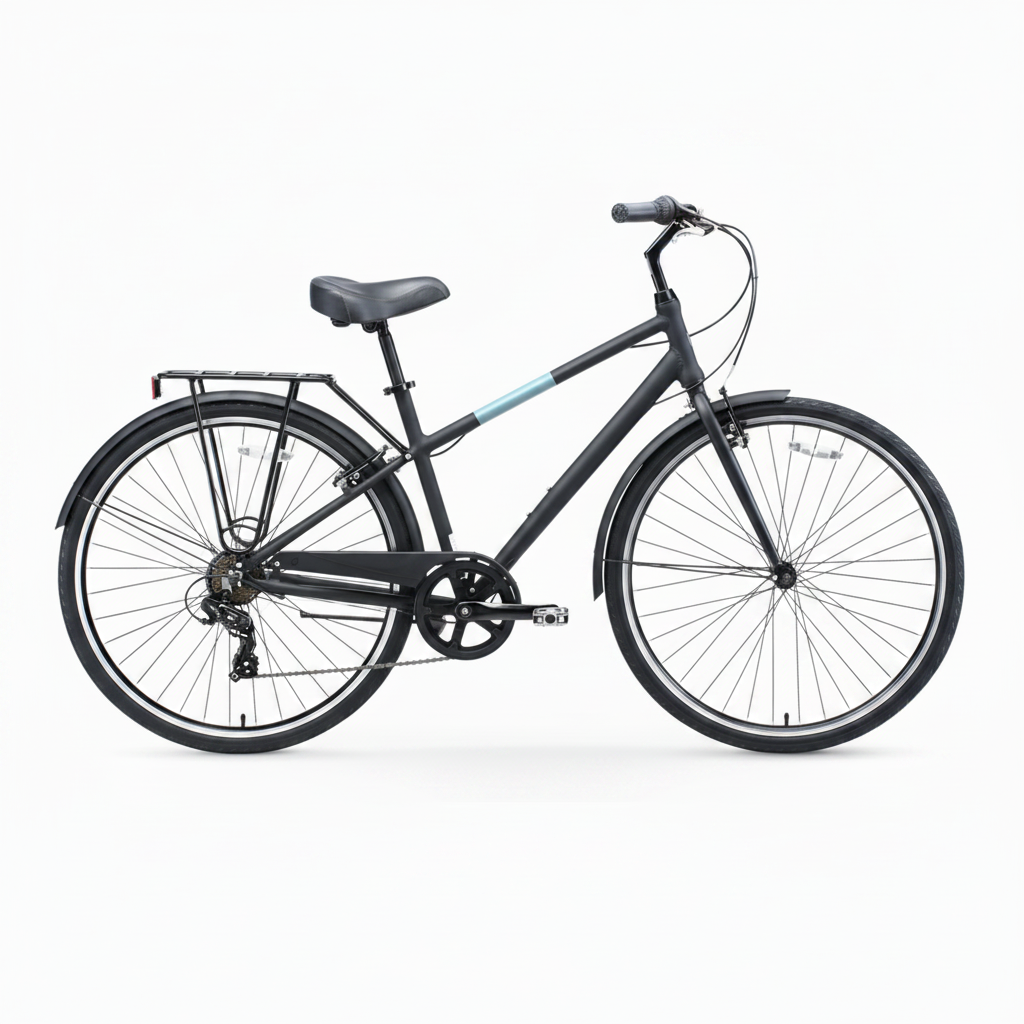 sixthreezero Men's Reach Your Destination 7-Speed Hybrid Bike - Matte Black with Blue Accent Stripe (Pre-Assembled)