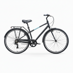 sixthreezero Men's Reach Your Destination 7-Speed Hybrid Bike - Matte Black with Blue Accent Stripe (Pre-Assembled)