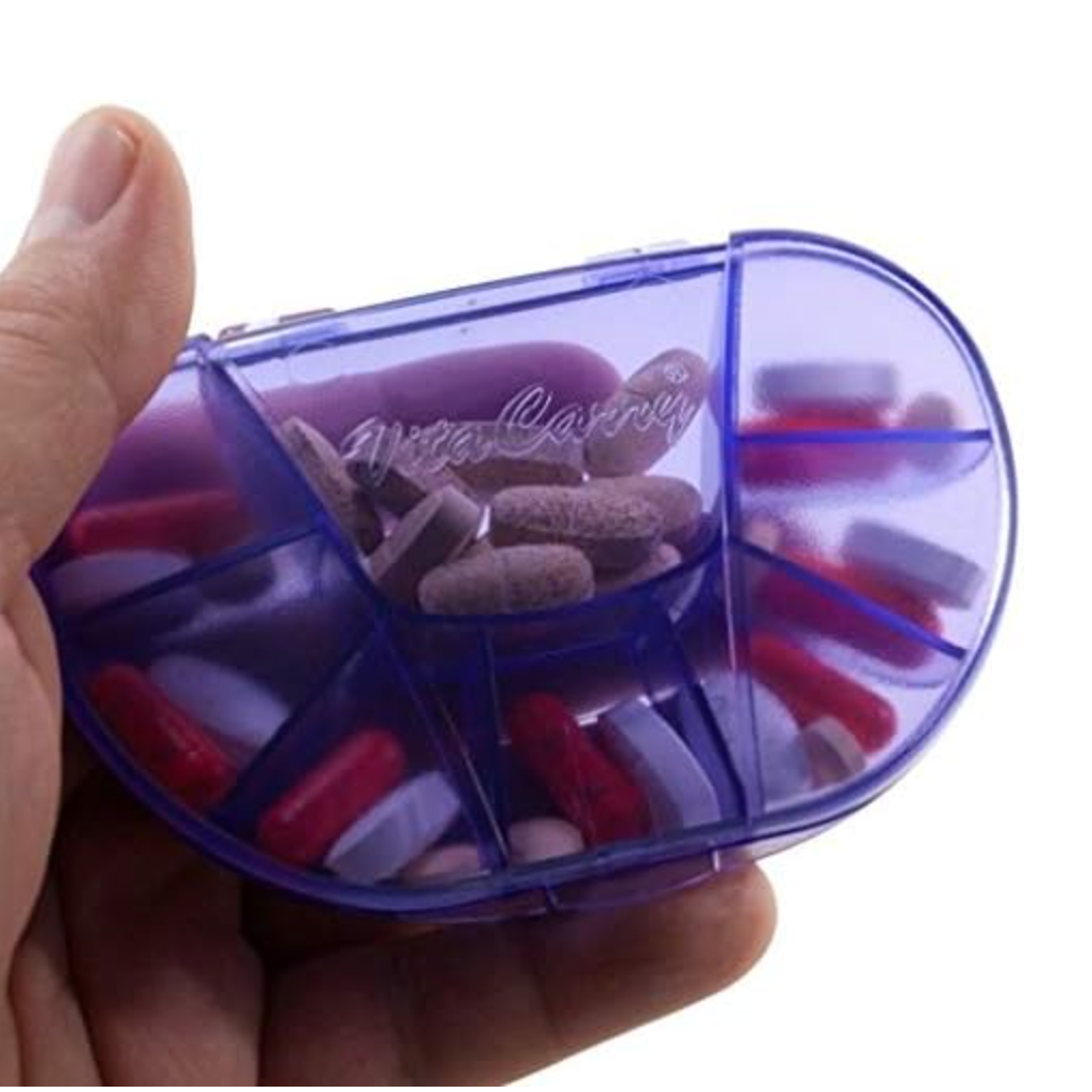 VitaCarry Weekly 7-Day Pill Organizer – Purple Daily Pill Planner