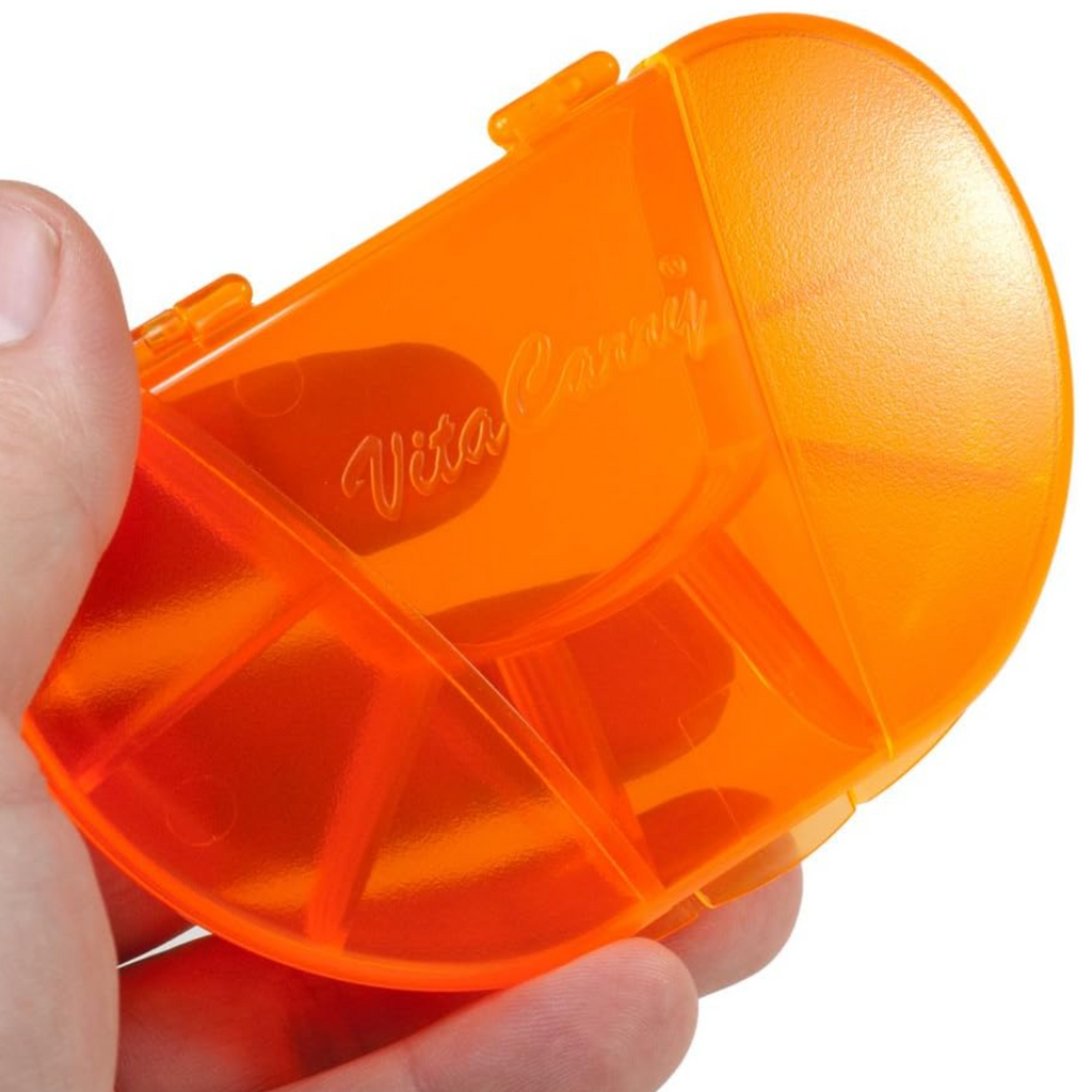 VitaCarry Weekly 7-Day Pill Organizer – Translucent Orange Daily Pill Planner