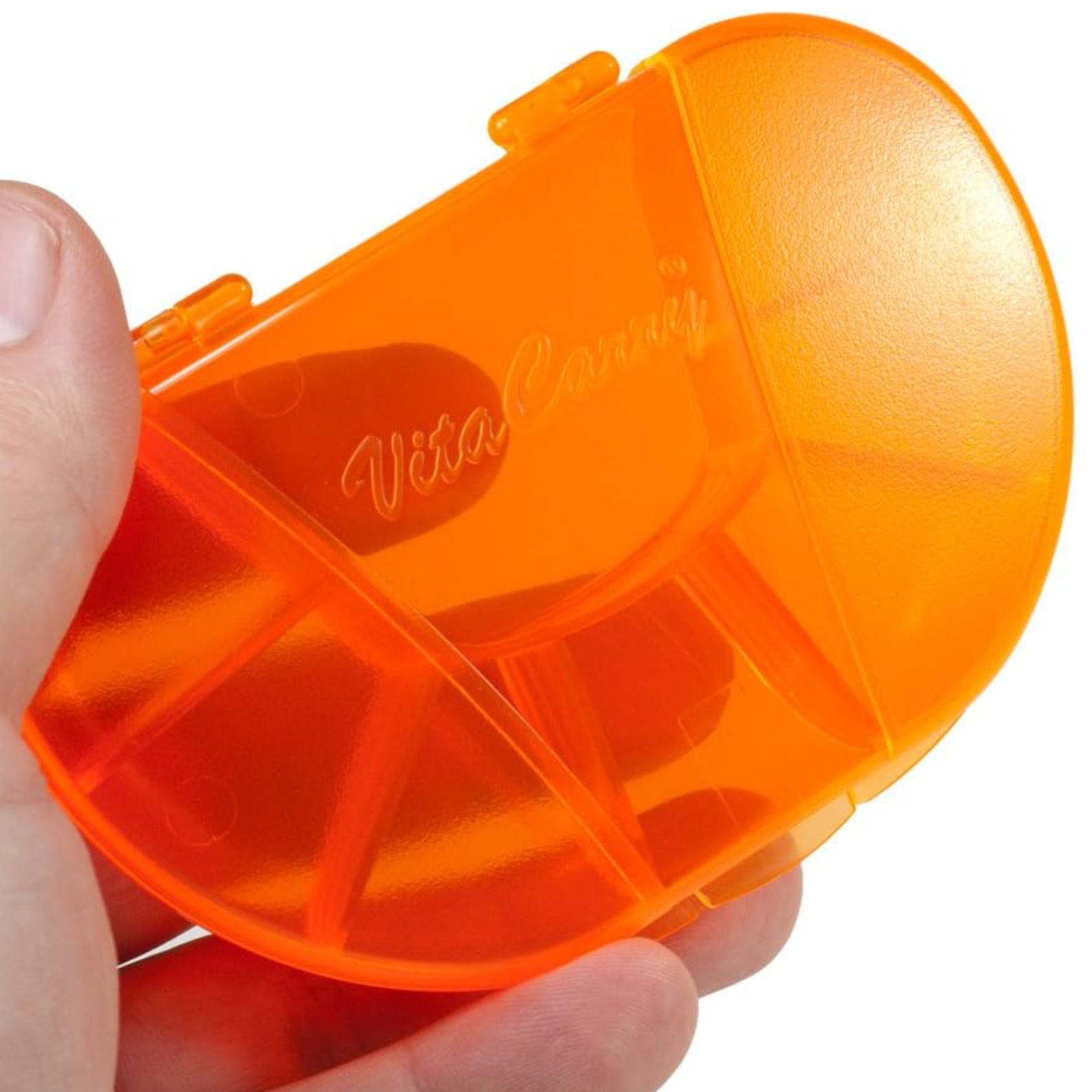 VitaCarry Weekly 7-Day Pill Organizer – Translucent Orange Daily Pill Planner