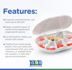 VitaCarry 8-Compartment Multi-Day Pill Box & Supplement Case (Holds Up to 60 Pills) – White