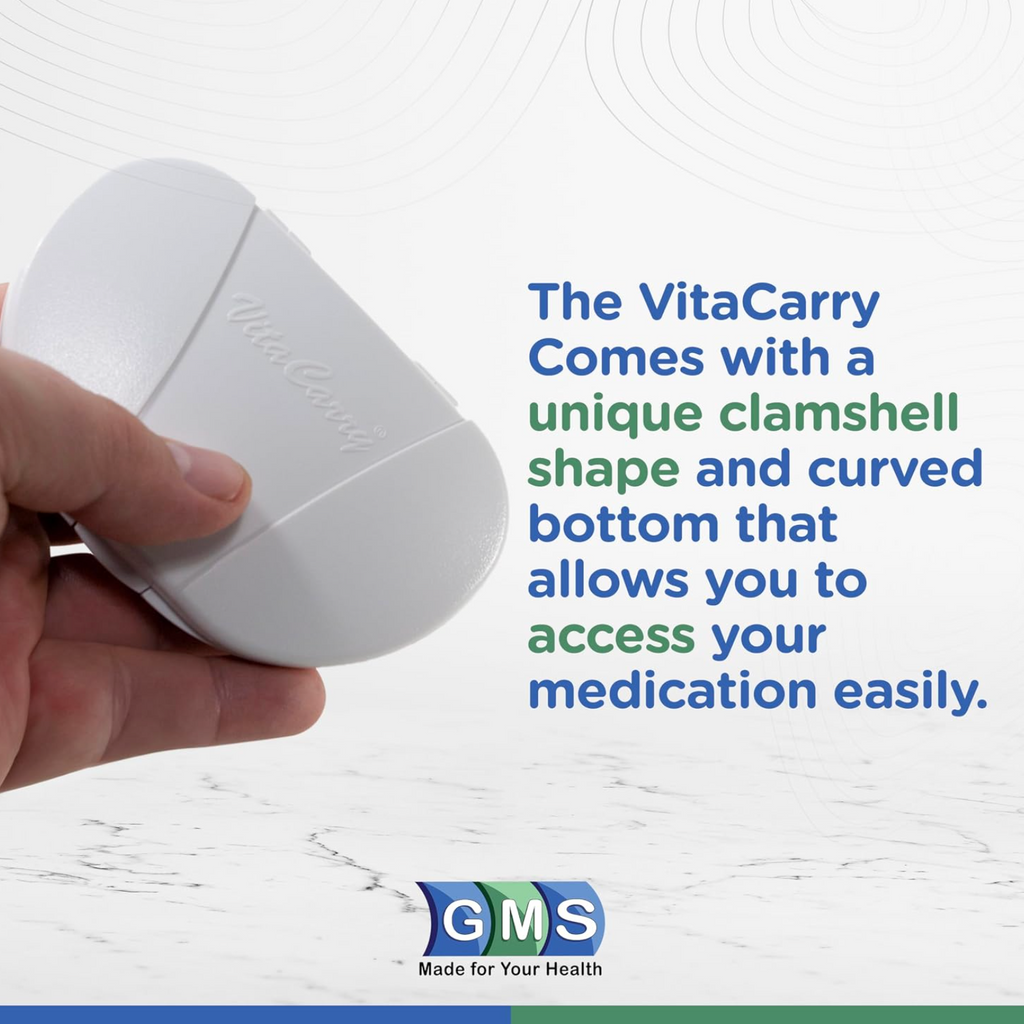 VitaCarry 8-Compartment Multi-Day Pill Box & Supplement Case (Holds Up to 60 Pills) – White