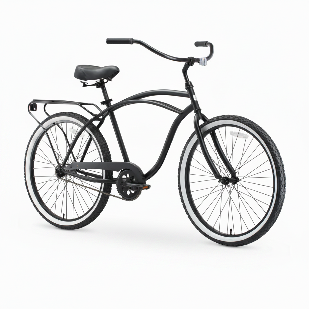 sixthreezero Men's Around The Block 26" Single Speed Beach Cruiser Bike - Matte Black (Pre-Assembled)