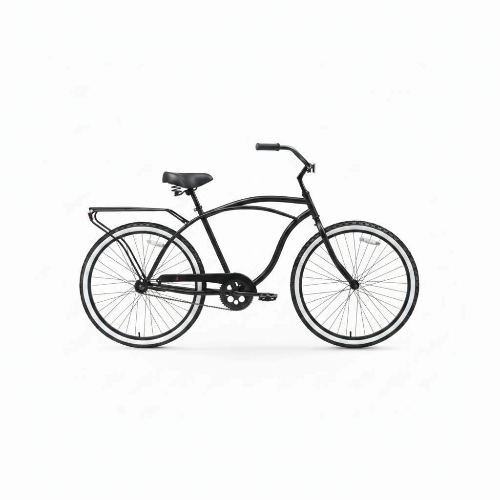 sixthreezero Men's Around The Block 26" Single Speed Beach Cruiser Bike - Matte Black (Pre-Assembled)