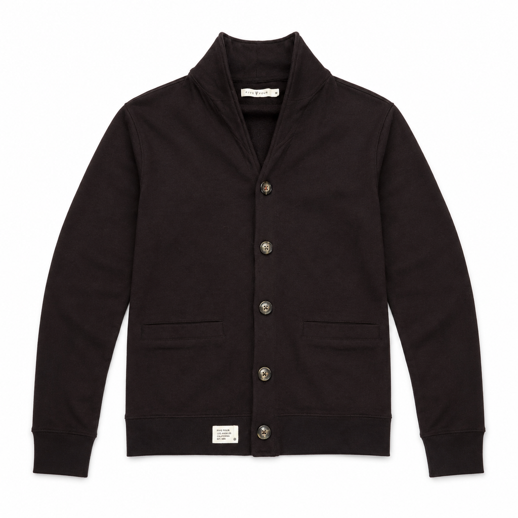 Five Four Men's Dark Brown Shawl Collar Button Cardigan Medium