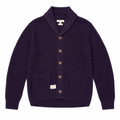 Five Four Men's Deep Purple Textured Shawl Collar Cardigan Medium