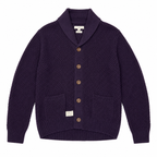 Five Four Men's Deep Purple Textured Shawl Collar Cardigan Medium